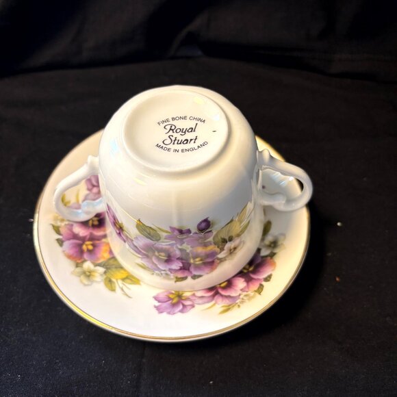 Royal Stuart Bone China Cup and Saucer - Double Handled Cup - Picture 3 of 4